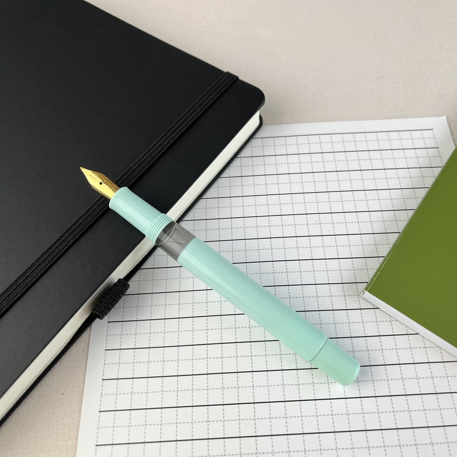 Scrikss | 419 Legendary | Fountain Ink Pen | Medium Nib | Gold Plated | Glossy Mint Barrel Scrikss