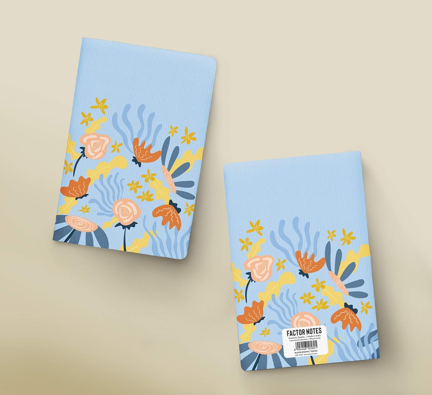 Factor Notes A5 Notebook The Blue Blossom - 90 GSM Plain, 160 Pages Factor Notes