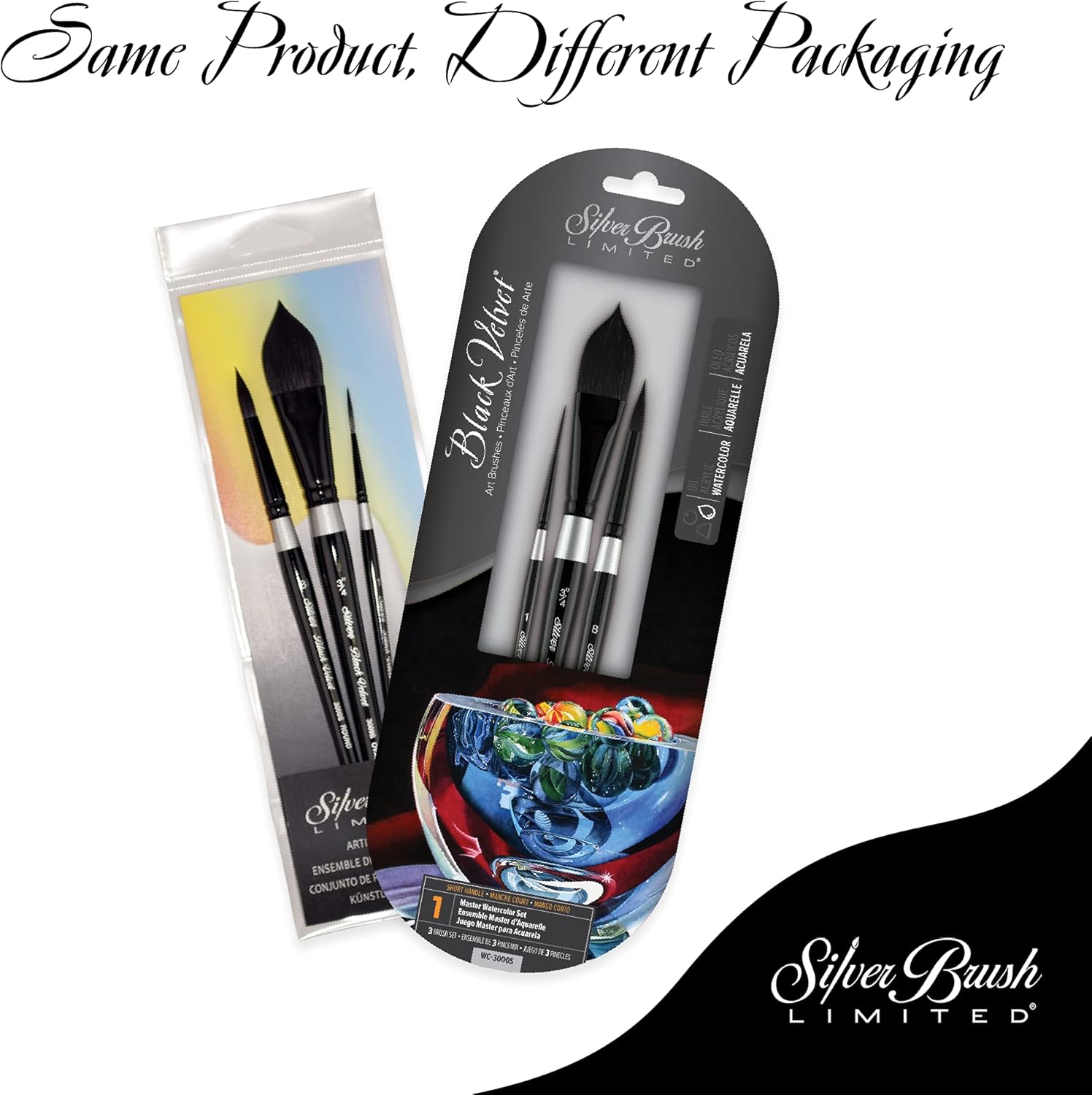 Silver Brush Limited Black Velvet Watercolor Brush Set - Set of 3