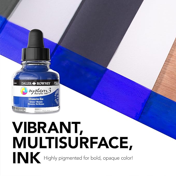 Daler Rowney System3 Acrylic Ink Intro Set with FW Marker - Set of 6 Daler Rowney