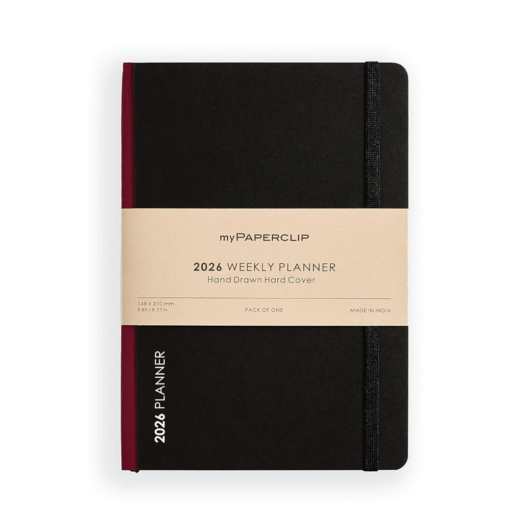 myPAPERCLIP 2026 Weekly Planner | A5 Size | Hard Cover | 192 Pages, 80 GSM | Claret myPAPERCLIP