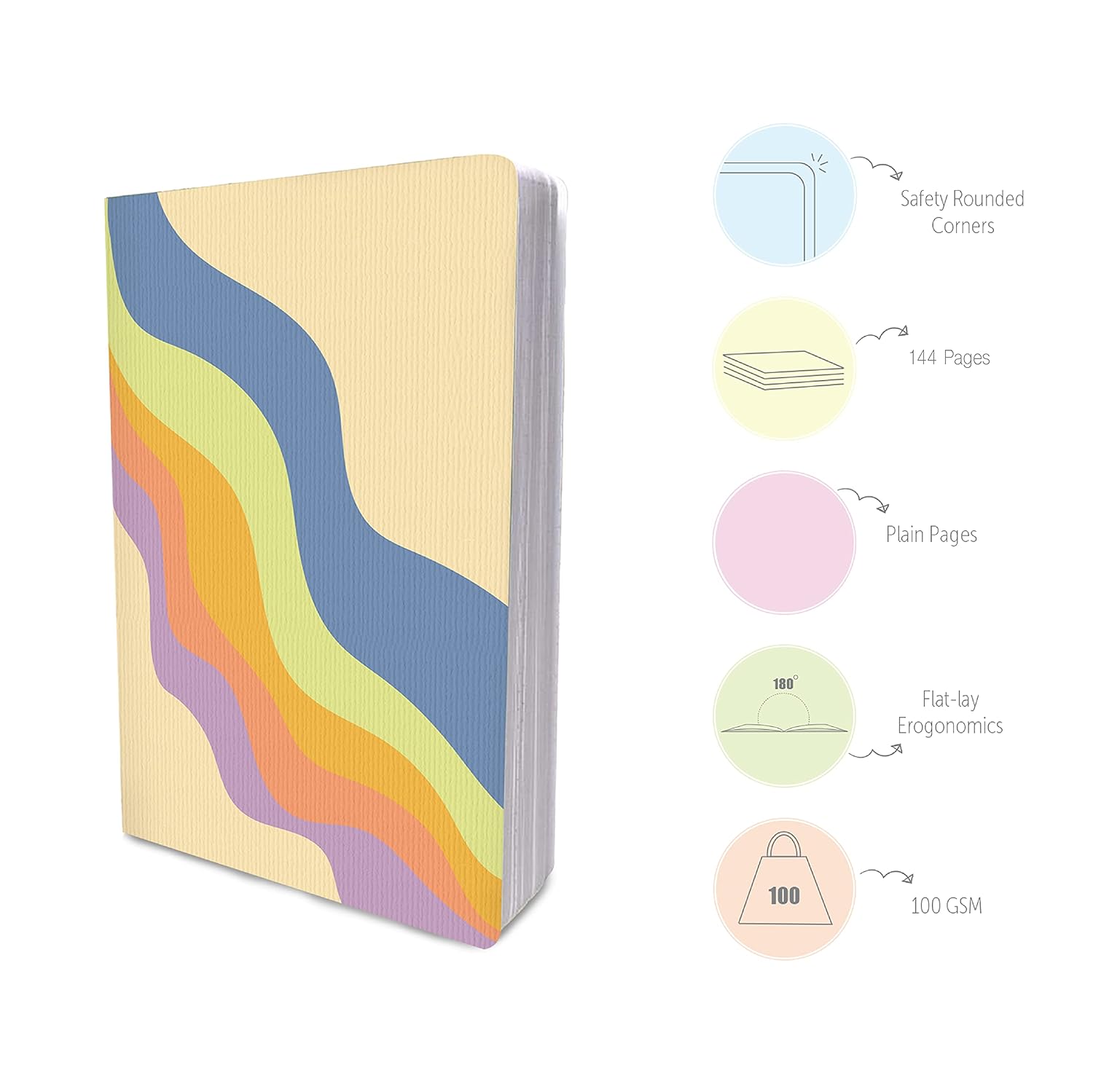 Factor Notes A5 Notebook - The Retro in Pastel (Plain, 160 Pages, 90 GSM) Factor Notes
