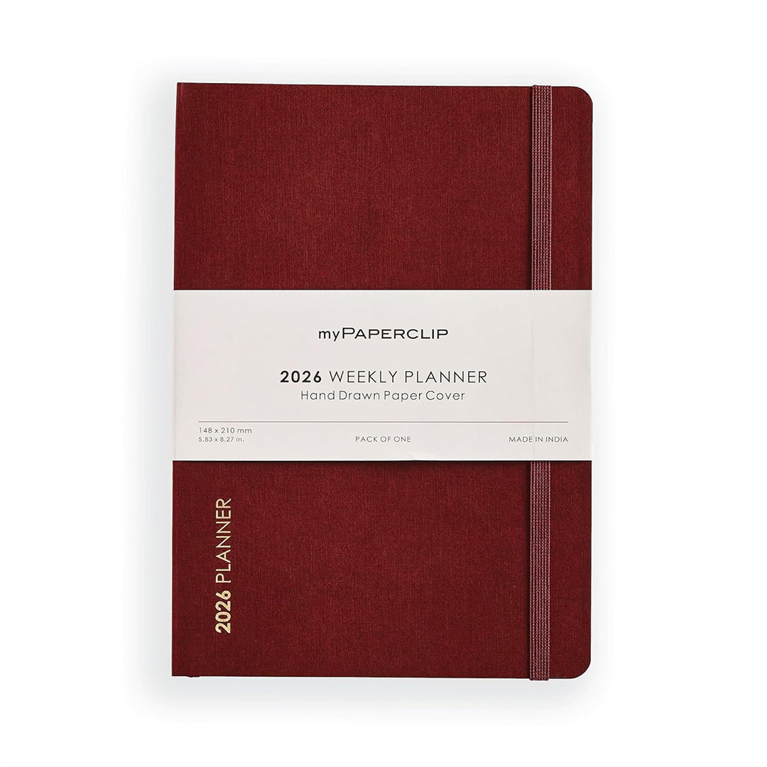 myPAPERCLIP 2026 Weekly Planner | A5 Size | Soft Cover | 192 Pages, 80 GSM | Claret myPAPERCLIP