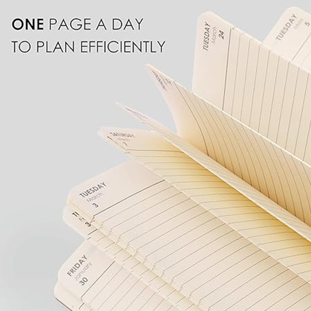 myPAPERCLIP 2026 Weekly Planner | A5 Size | Italian Vegan Leather Cover | 192 Pages, 80 GSM | Light Brown myPAPERCLIP