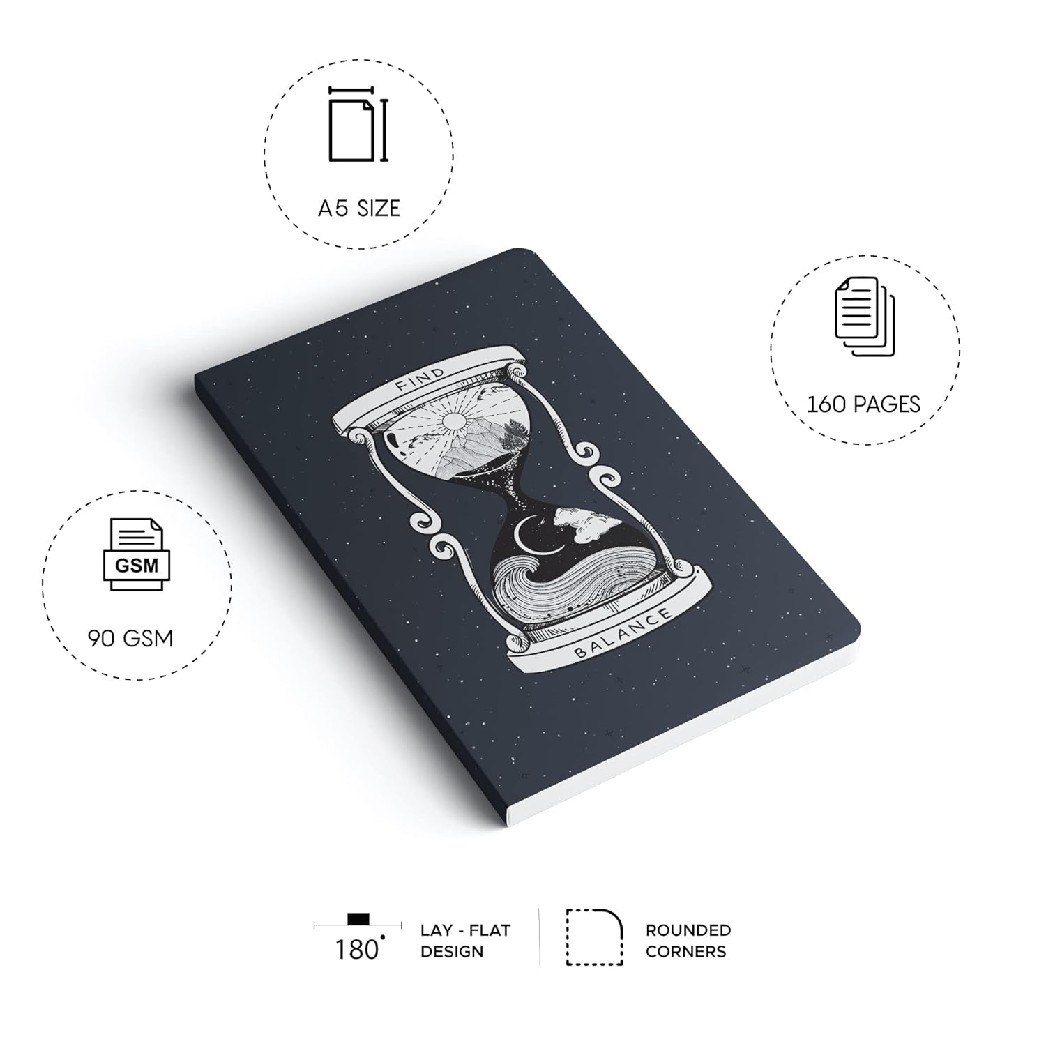 Factor Notes A5 Notebook - Find Balance 90 GSM Ruled 160 Pages Factor Notes