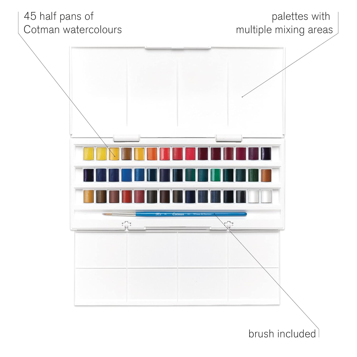 Winsor & Newton Cotman Watercolours - Half Pan Studio Set - 46 Half Pans