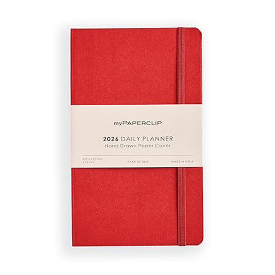 myPAPERCLIP 2026 Daily Planner M1| Medium Size | Ruby |Soft Cover | 384 Pages, 80 GSM | Ruby myPAPERCLIP