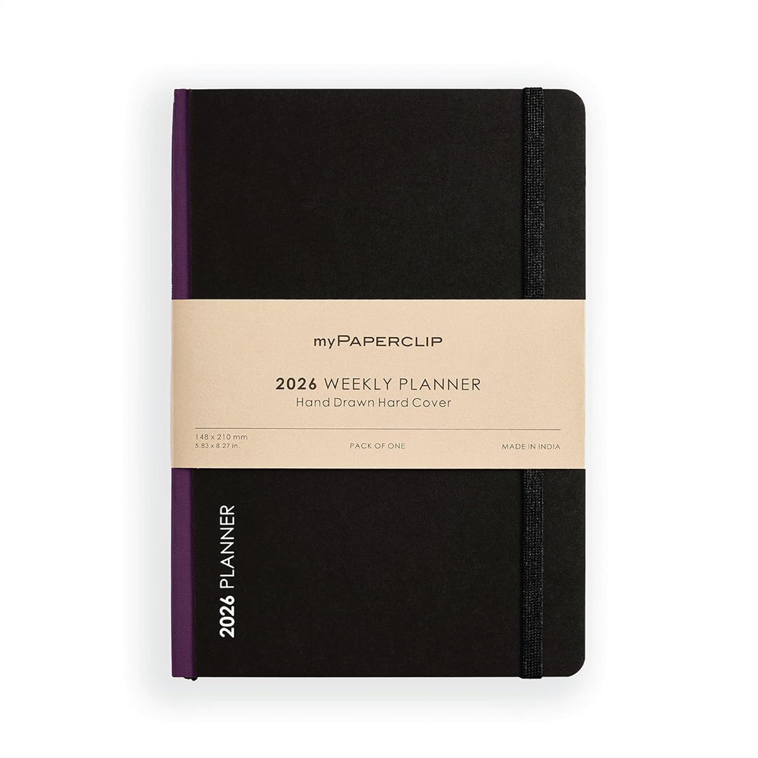 myPAPERCLIP 2026 Weekly Planner | A5 Size | Hard Cover | 192 Pages, 80 GSM | Plum myPAPERCLIP