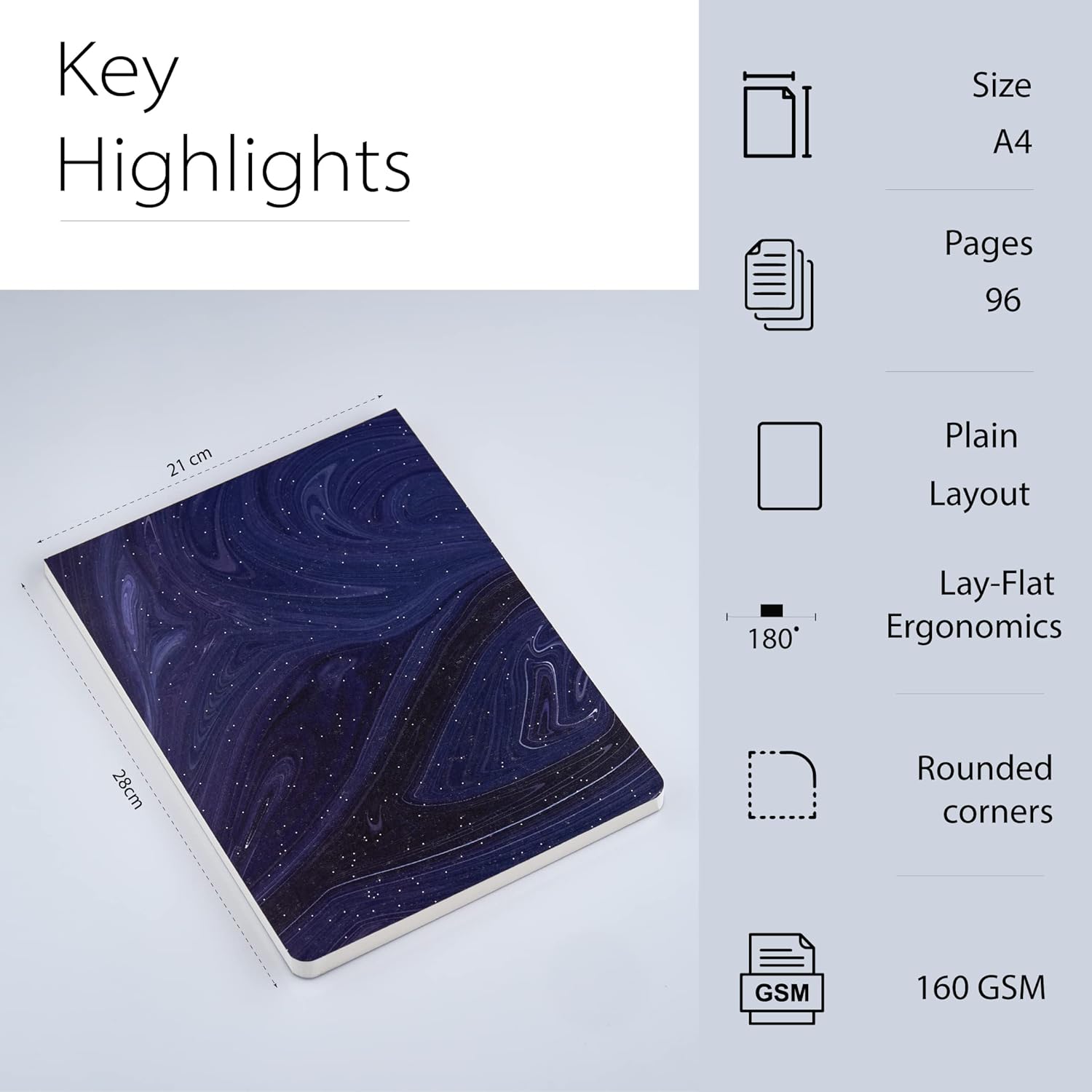 Factor Notes A4 Sketchbook 160 GSM - Textured Fine Grain Medium Surface (Galaxy) Factor Notes