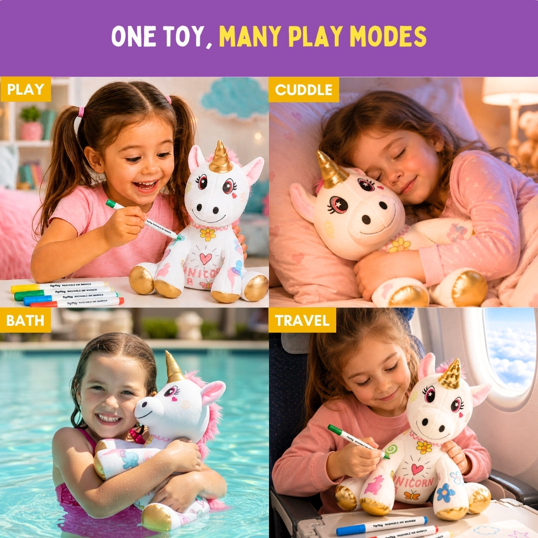 PepPlay Redoobles Doodle Unicorn | Wash, Colour & Reuse Fun | 3+ Years