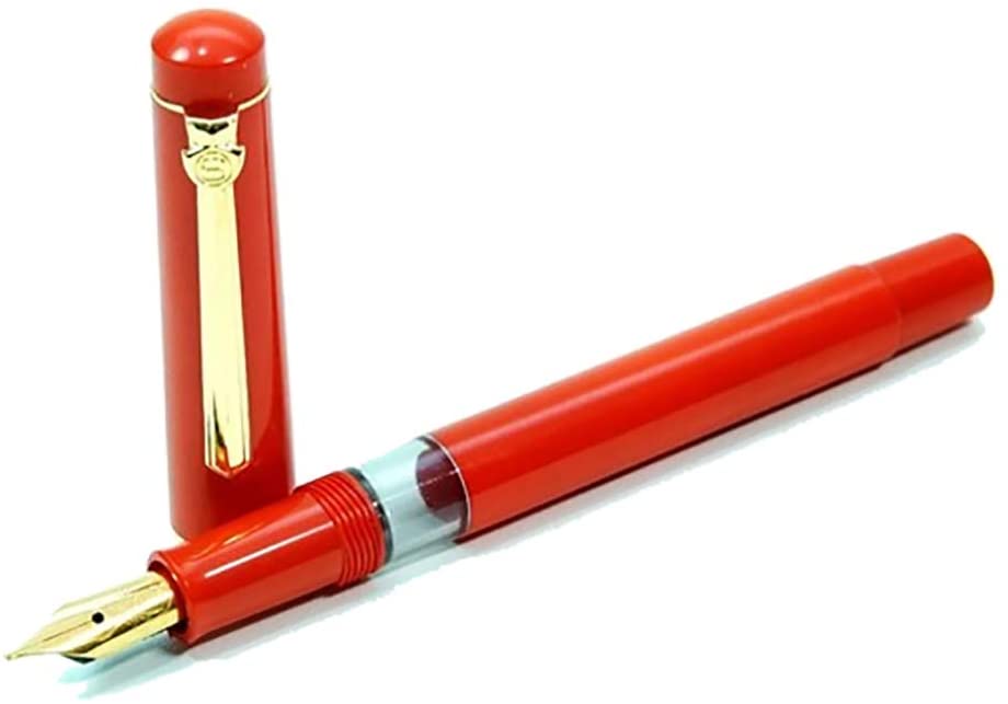 Scrikss | 419 Legendary | Fountain Ink Pen | Medium Nib |Gold Plated | Glossy Red Barrel Scrikss
