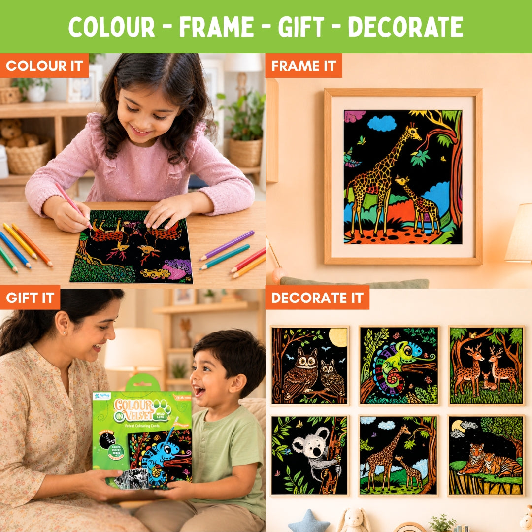 PepPlay Colour in Velvet - Wild Life | Mess-Free Colouring Fun | 3+ Years