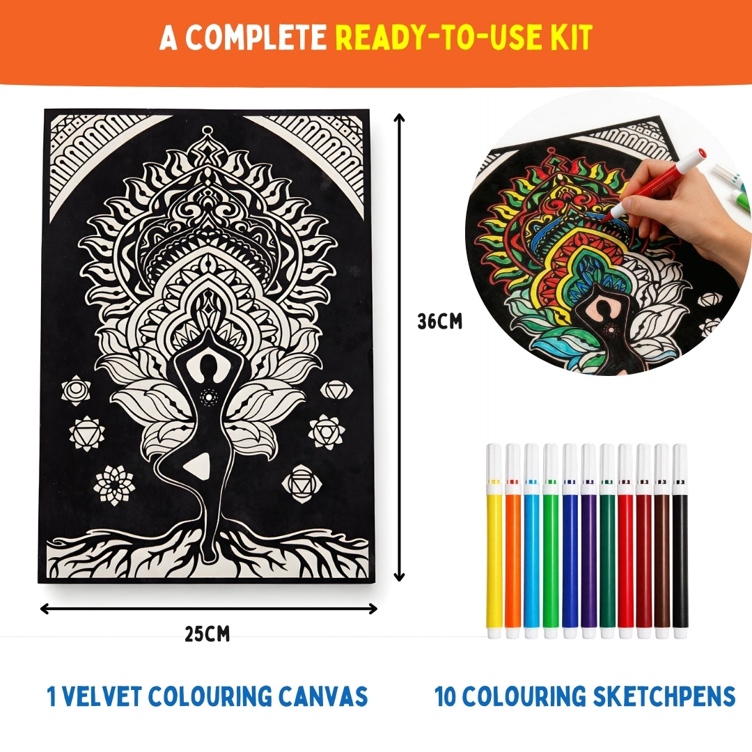 PepPlay Velvet Colouring Posters - Mindful Yoga | Creative Mindful Colouring | 8+ Years