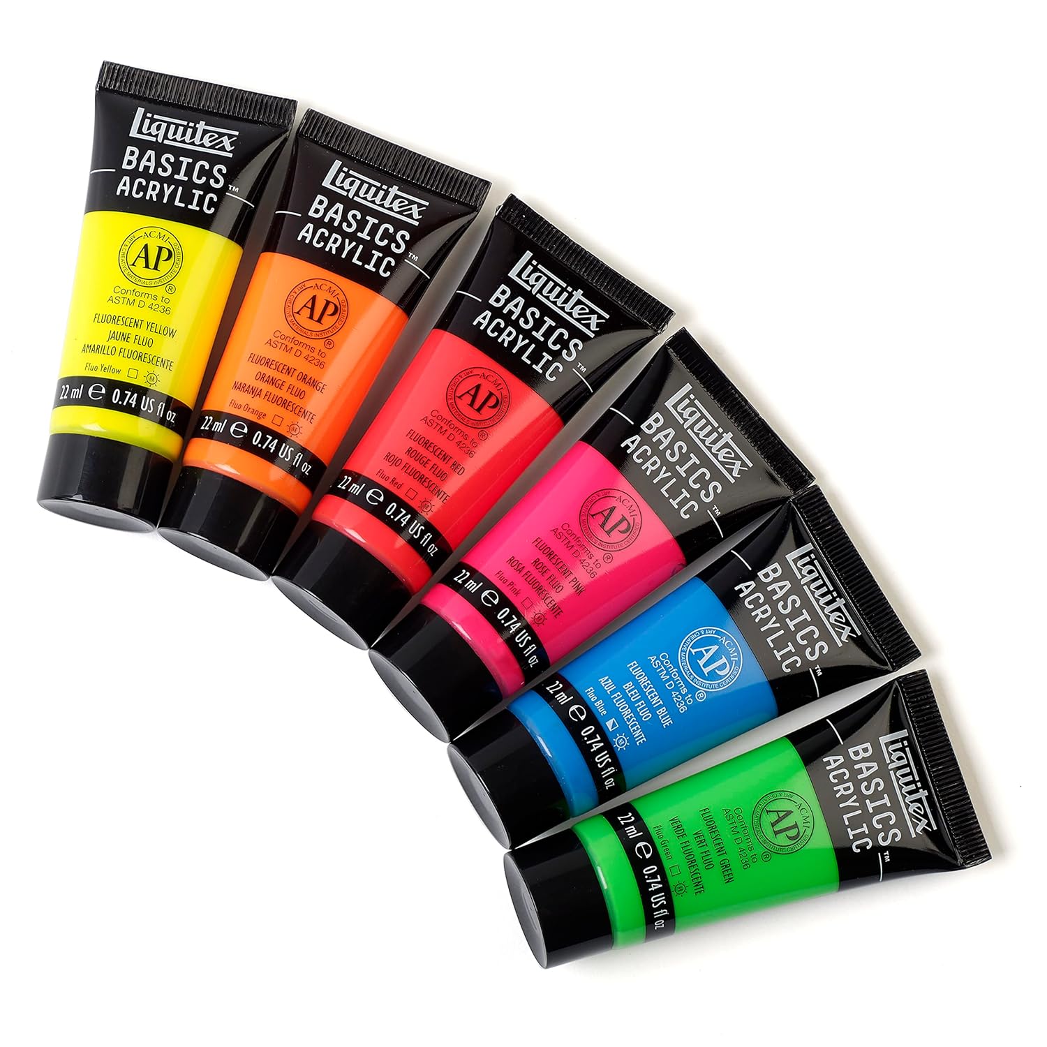 Liquitex Basics Fluorescent Acrylic Paint Set - 6 x 22ml Tubes