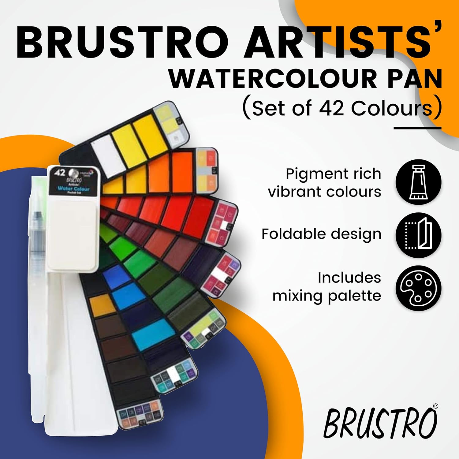 Brustro Artists Watercolour Pan Set of 42 Colours Brustro