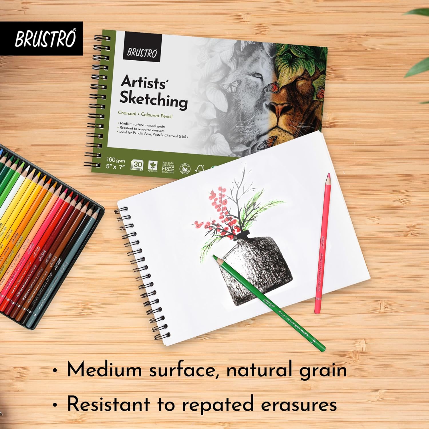 Brustro Sketching Pad - 5x7 inch | 160 GSM | 30 Sheets | Wiro-Bound Brustro