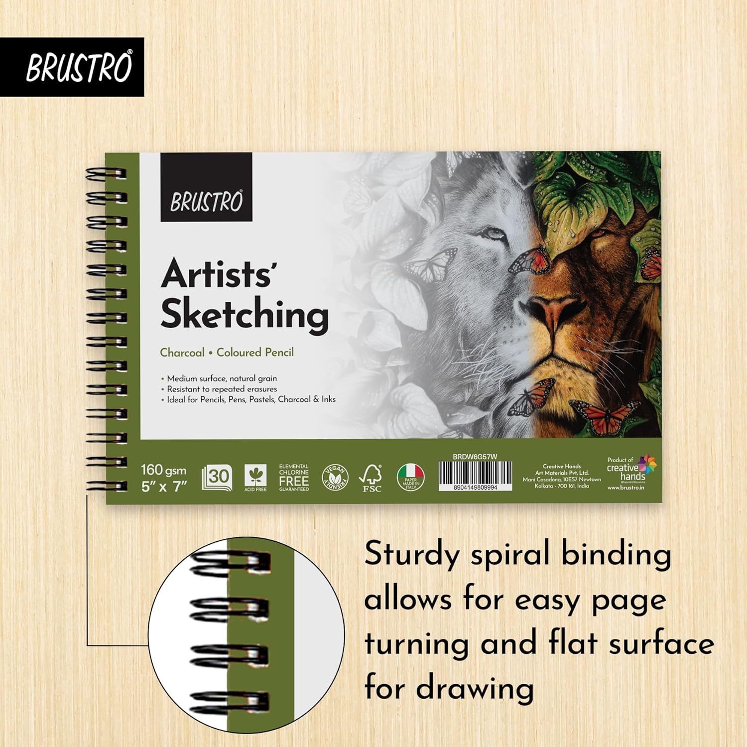 Brustro Sketching Pad - 5x7 inch | 160 GSM | 30 Sheets | Wiro-Bound Brustro