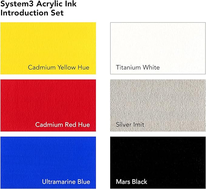 Daler Rowney System3 Acrylic Ink Intro Set with FW Marker - Set of 6 Daler Rowney