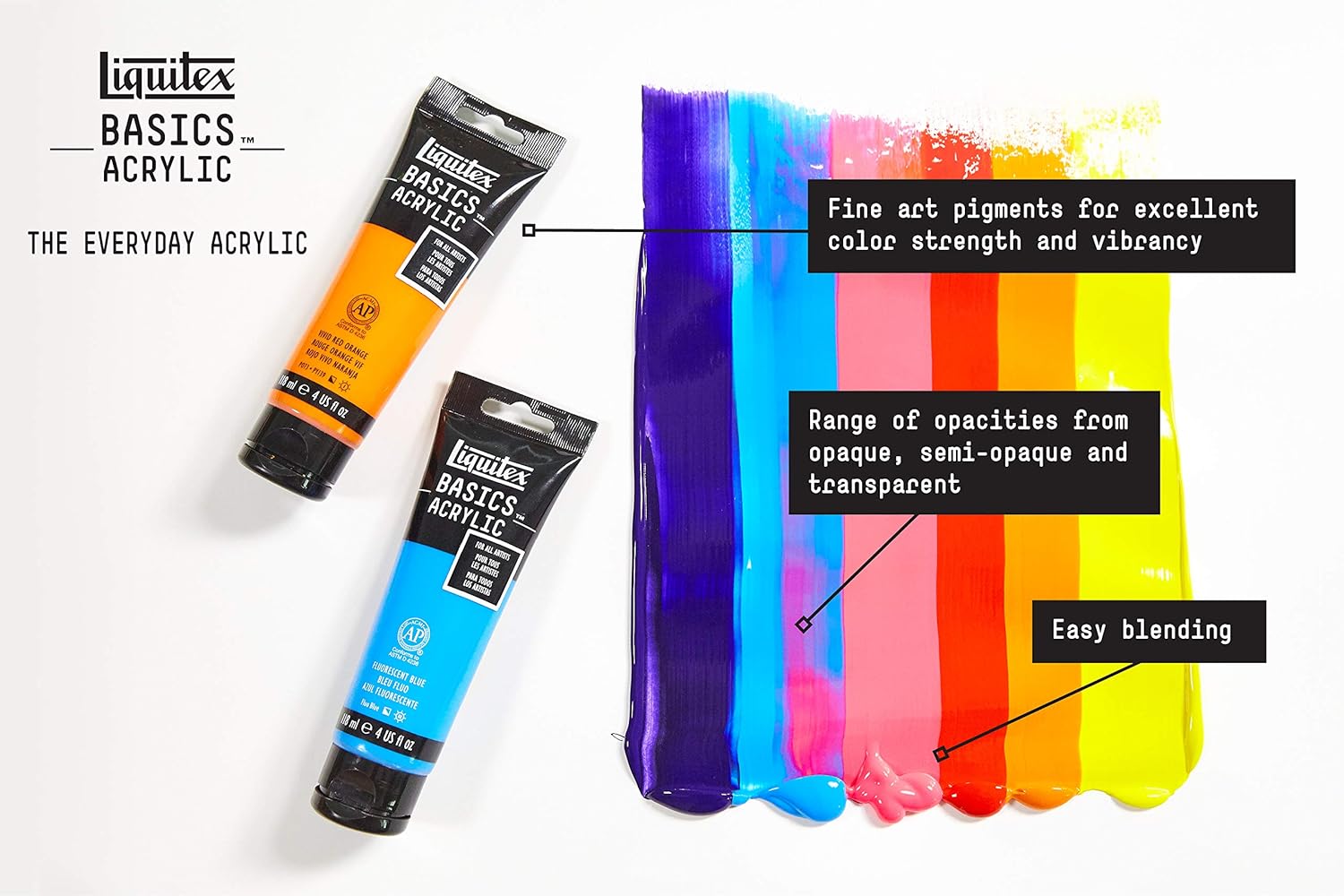 Liquitex Basics Fluorescent Acrylic Paint Set - 6 x 22ml Tubes