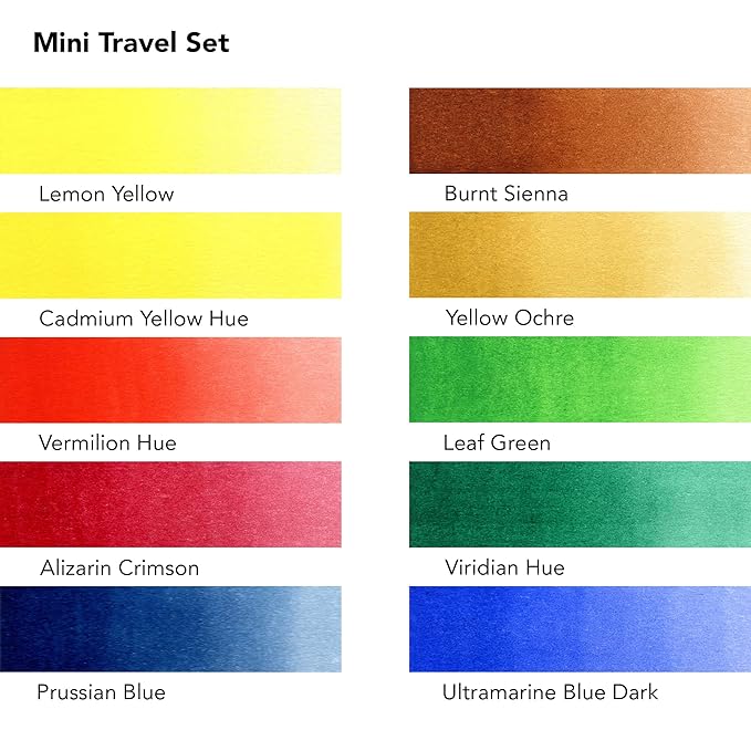 Daler Rowney Aquafine Mini Watercolour Travel Tin - 10 Half Pan