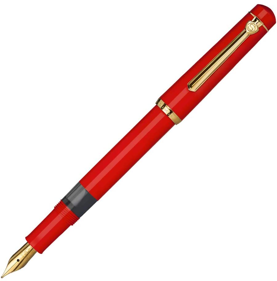Scrikss | 419 Legendary | Fountain Ink Pen | Medium Nib |Gold Plated | Glossy Red Barrel Scrikss