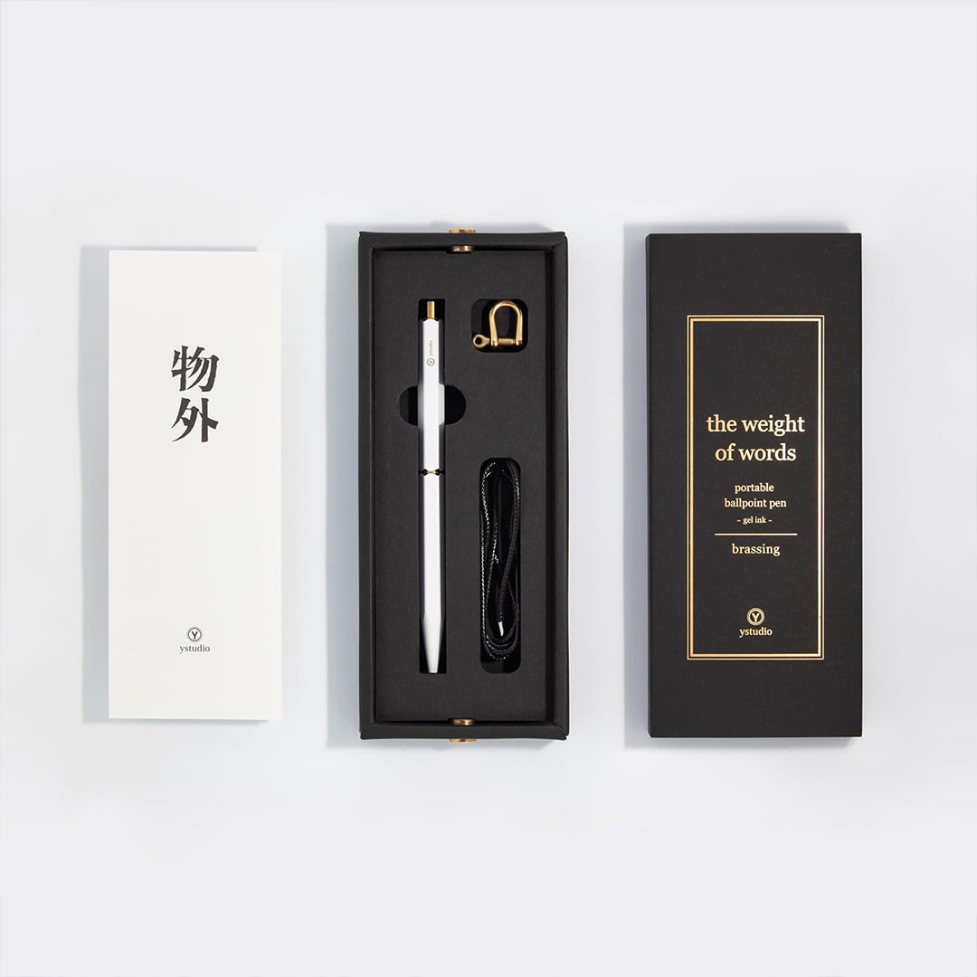 Ystudio | Ball Point Pen | White Portable | Classic Revolve Series | Metal Brass Body YSTUDIO