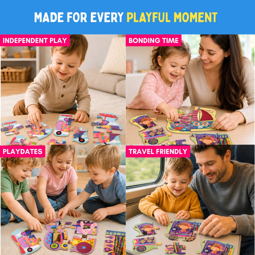 PepPlay My First Touch & Feel Puzzles - Colourful Vehicles | Sensory Learning for Toddlers | 1+ Years