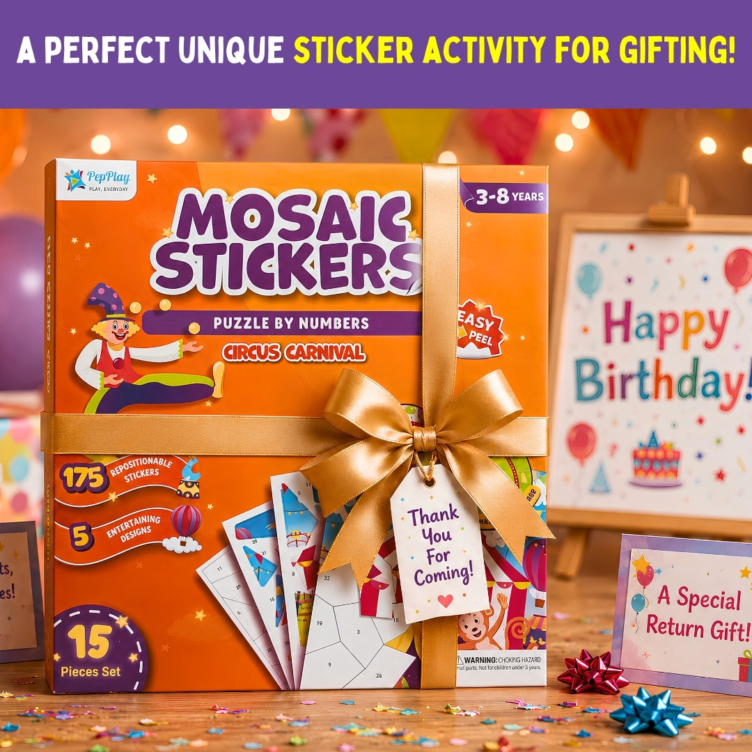 PepPlay Mosaic Sticker By Number - Circus Carnival | Boost Focus Through Sticker Art | 4+ Years