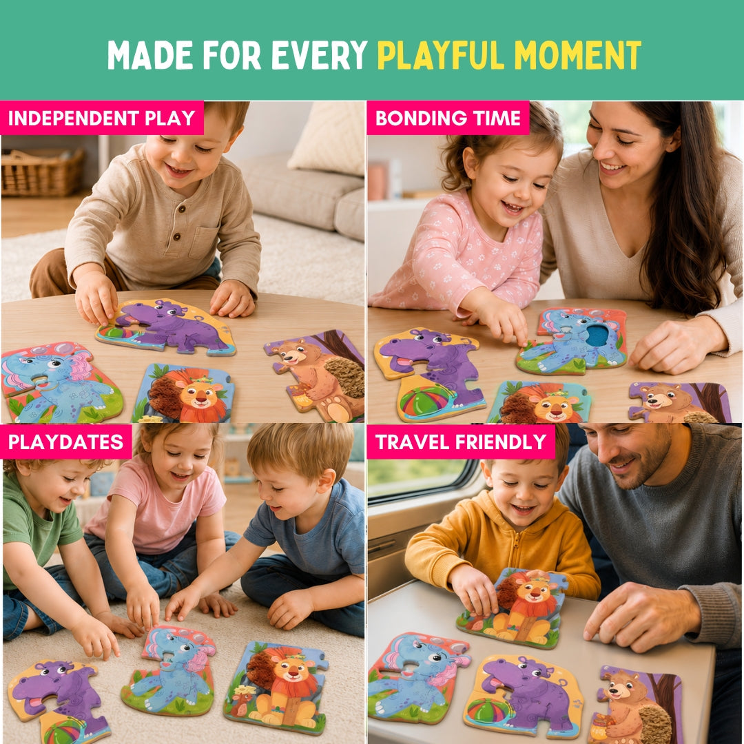 PepPlay My First Touch & Feel Puzzles - Wild Animals | Sensory Learning for Toddlers | 1+ Years