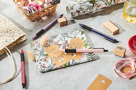 Stabilo Pointball Naturecol Wildflower - Blush with Blue Ink Ballpoint Pen - Pack of 10 Stabilo