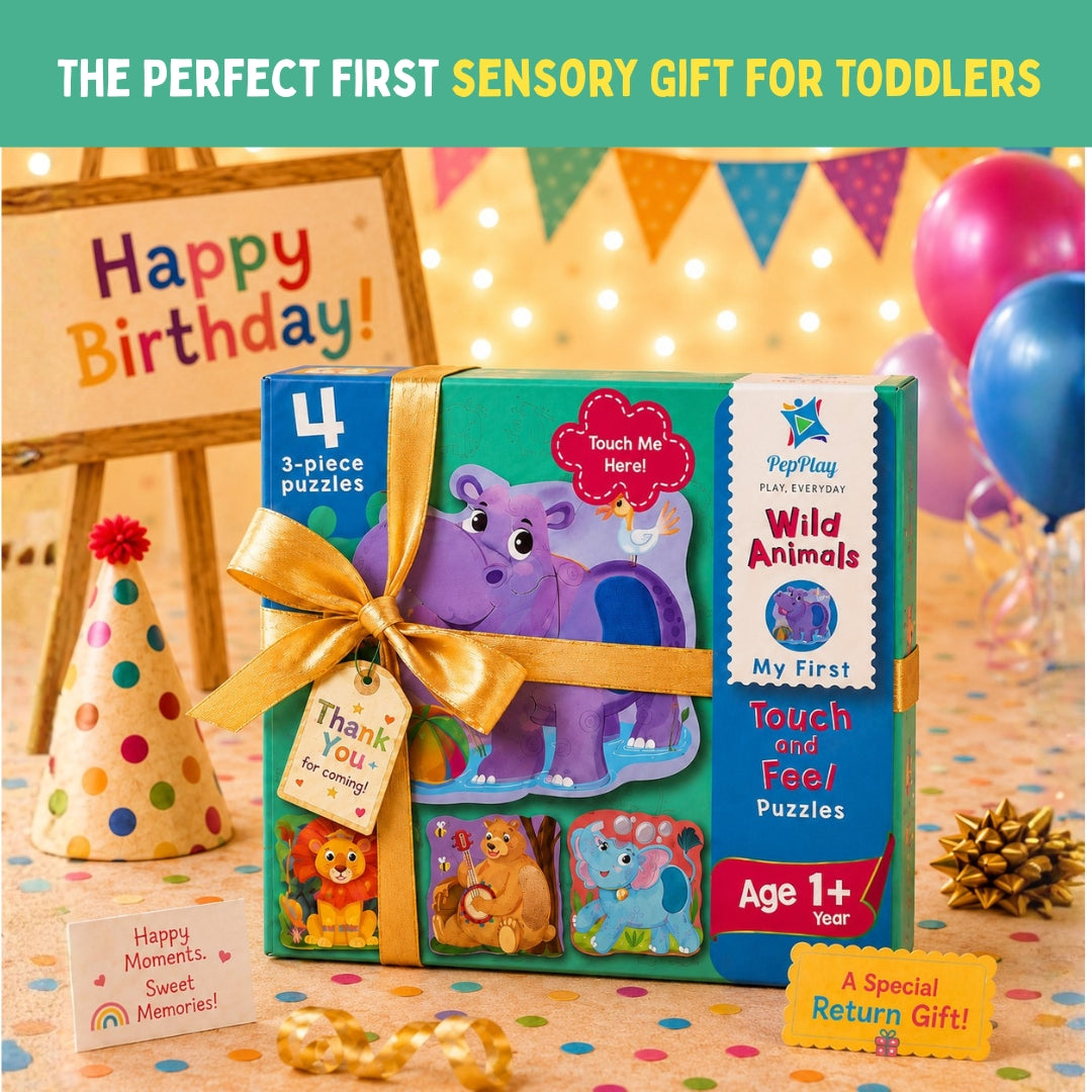 PepPlay My First Touch & Feel Puzzles - Wild Animals | Sensory Learning for Toddlers | 1+ Years
