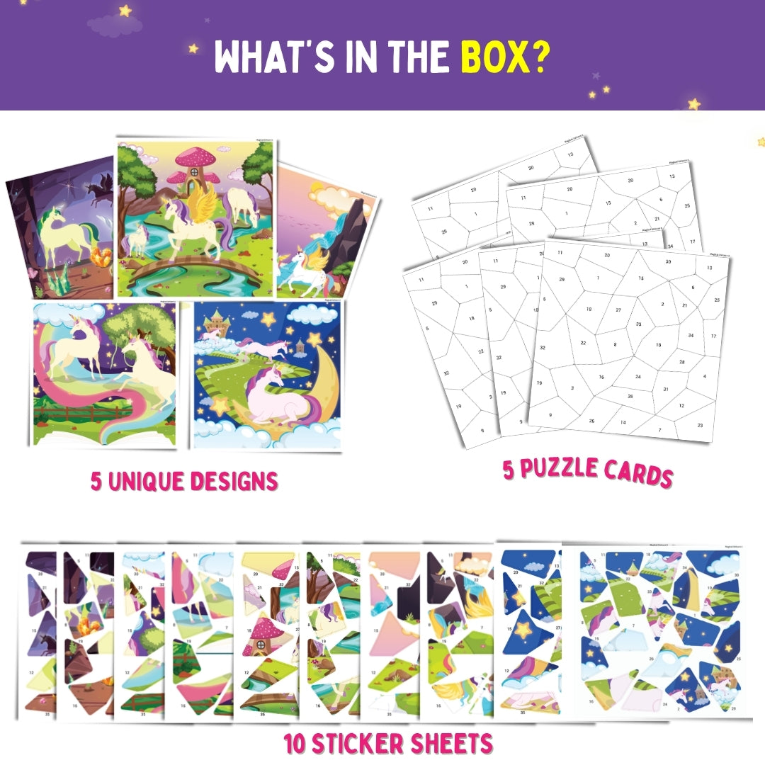 PepPlay Mosaic Sticker By Number - Magical Unicorn | Boost Focus Through Sticker Art | 4+ Years