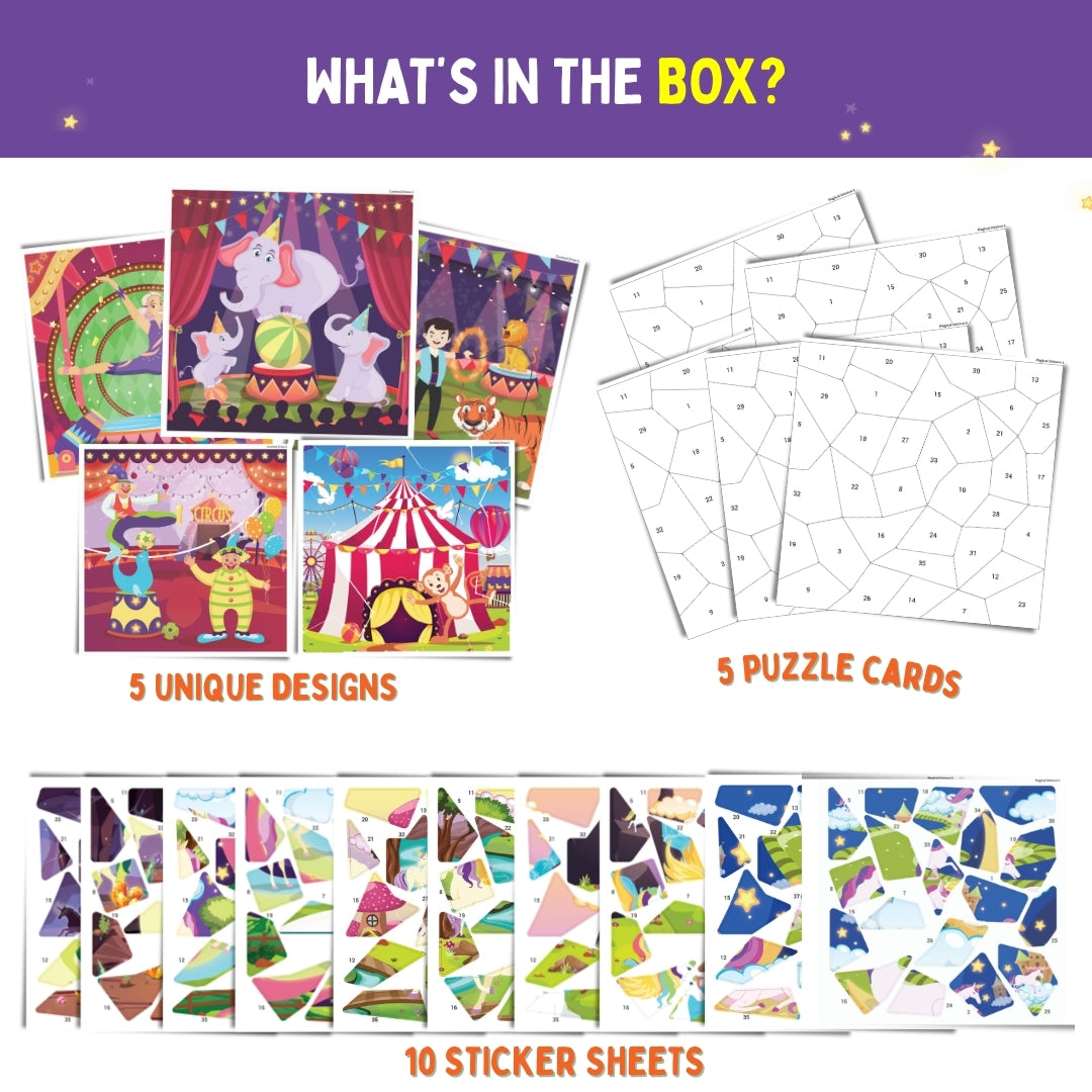 PepPlay Mosaic Sticker By Number - Circus Carnival | Boost Focus Through Sticker Art | 4+ Years