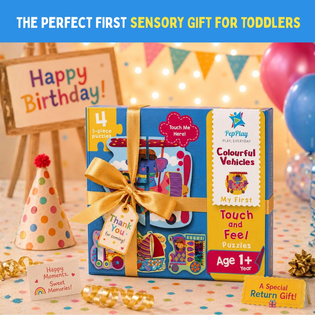 PepPlay My First Touch & Feel Puzzles - Colourful Vehicles | Sensory Learning for Toddlers | 1+ Years