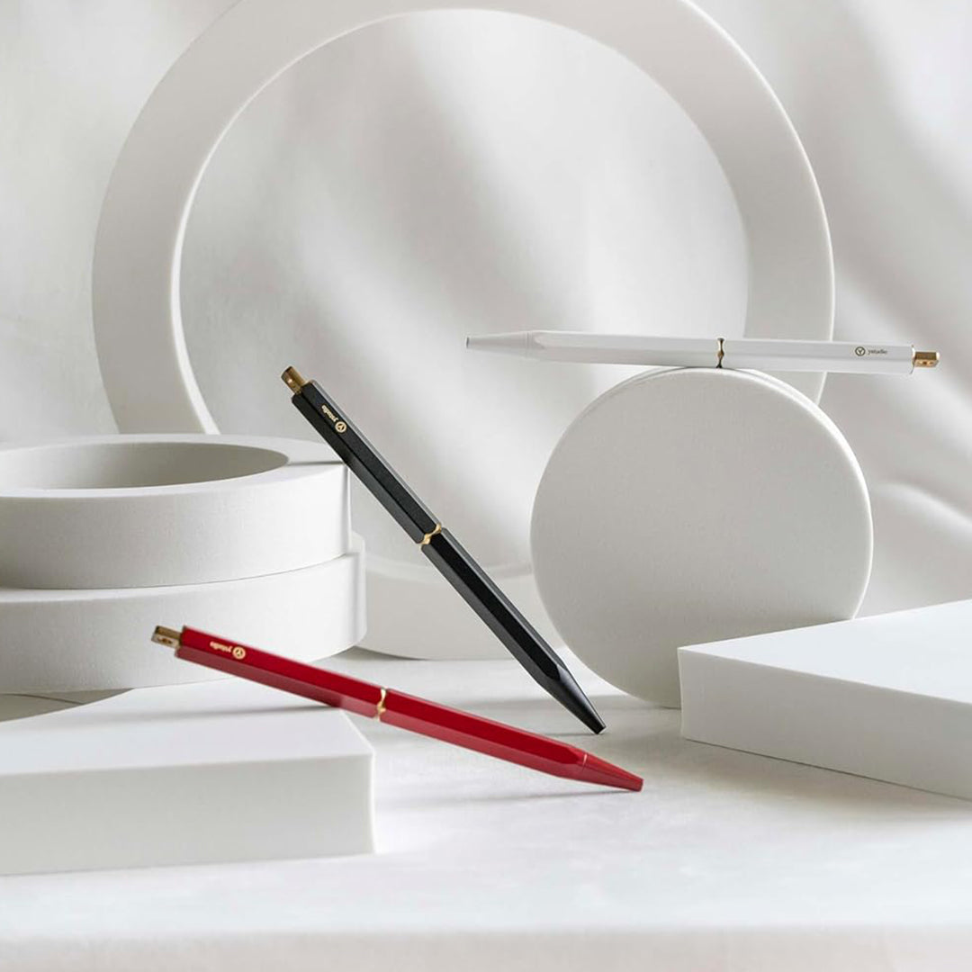 Ystudio | Ball Point Pen | White Portable | Classic Revolve Series | Metal Brass Body YSTUDIO