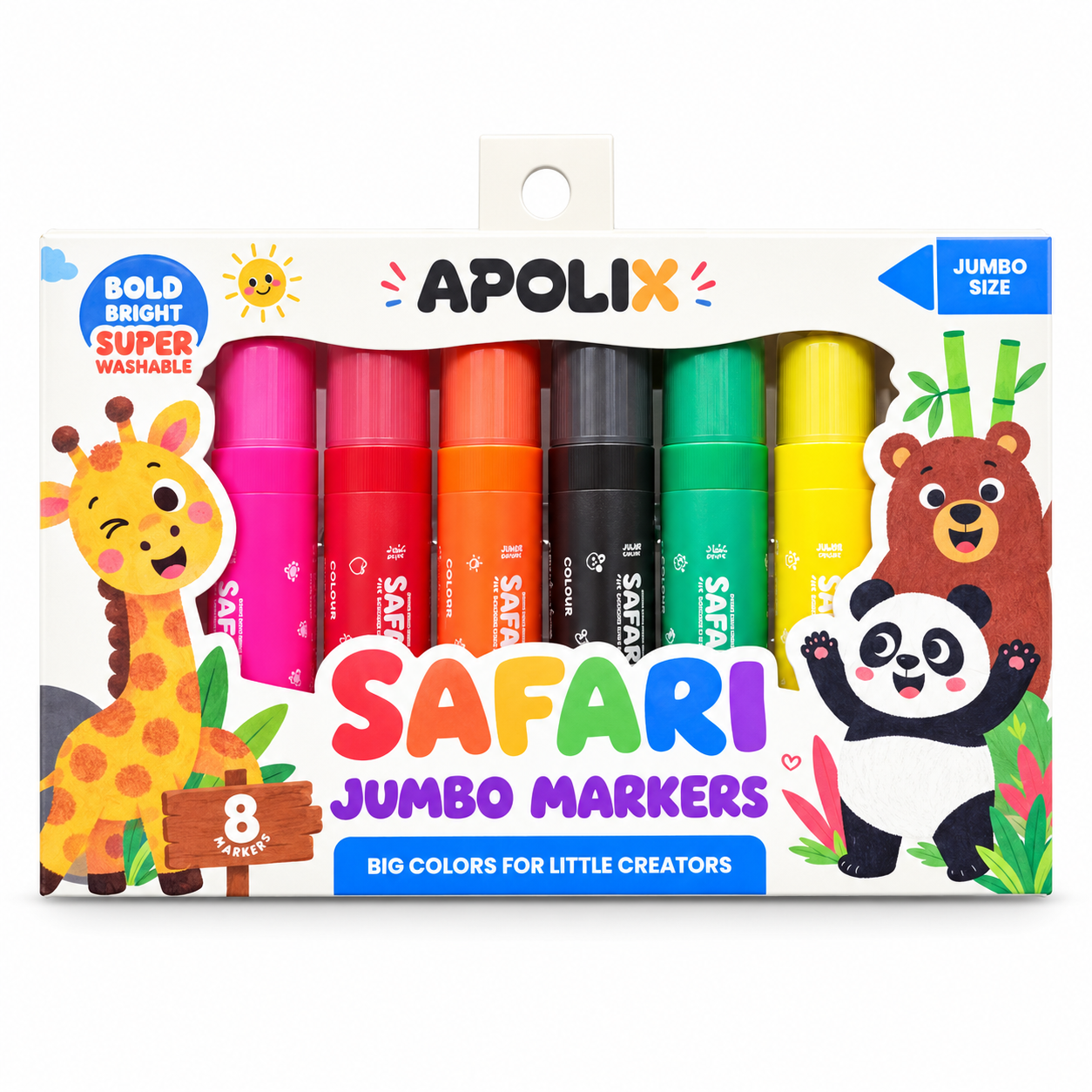 Apolix Safari Jumbo Markers - 8 Colours - APOLIXSafariJumboMarkersPack of8
