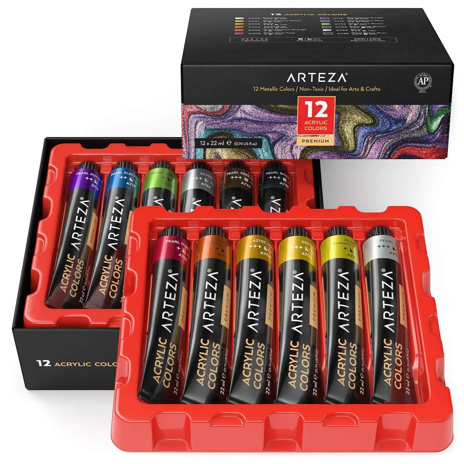 ARTEZA  Premium Metallic Acrylic Colours Set - 22ML Arteza