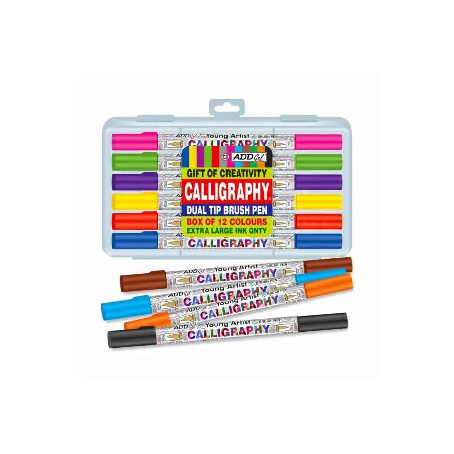 Add Gel Calligraphy Colouring Pen - Twin Tip Brush 12 Pen Set ADD Gel