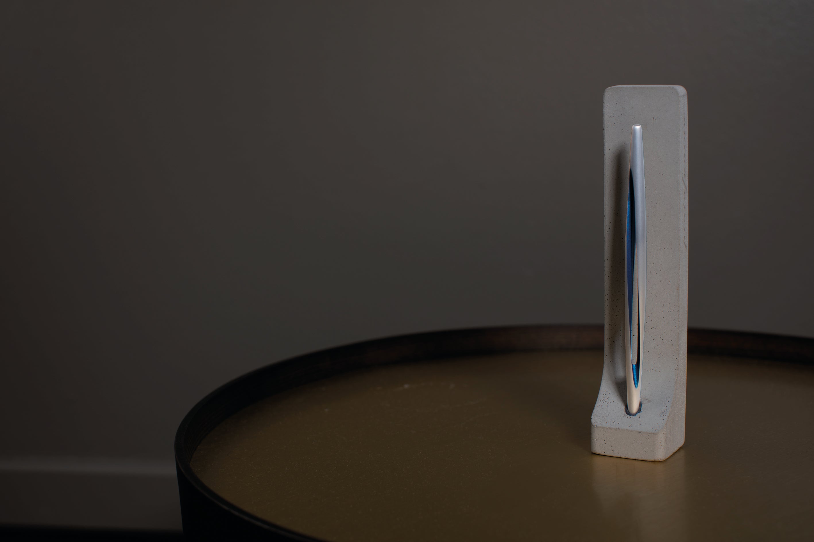 Pininfarina | Aero Blue Pencil | Ethergraf® metal alloy tip  | Raw Concrete Desk Stand Pininfarina