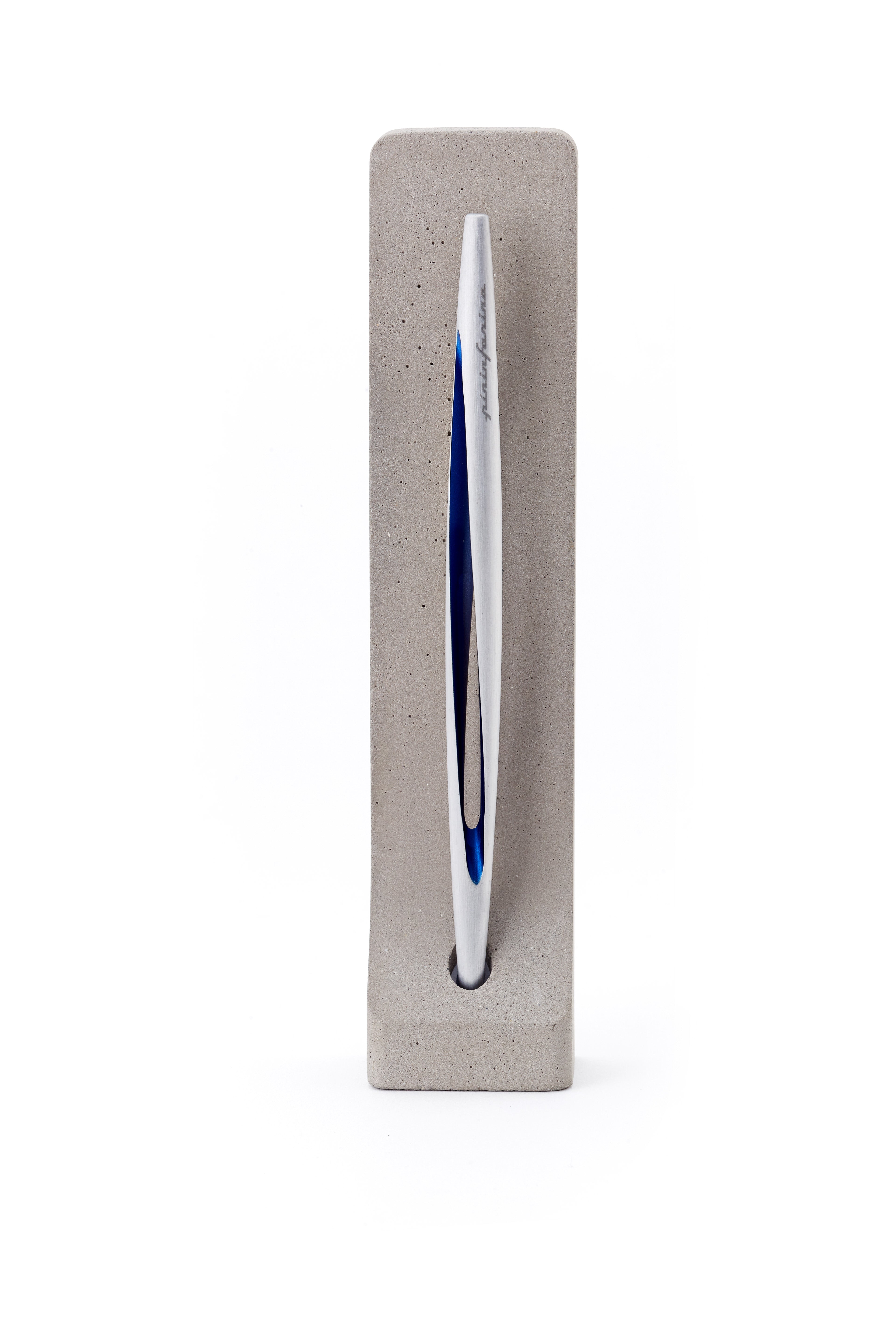 Pininfarina | Aero Blue Pencil | Ethergraf® metal alloy tip  | Raw Concrete Desk Stand Pininfarina