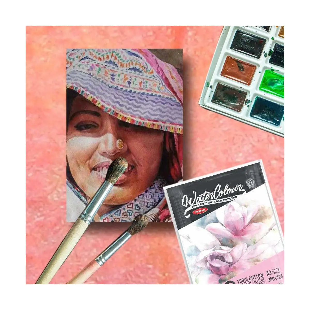 Anupam 100% Cotton Watercolour Paper - Loose Sheets - 250 GSM - Cold Pressed Anupam