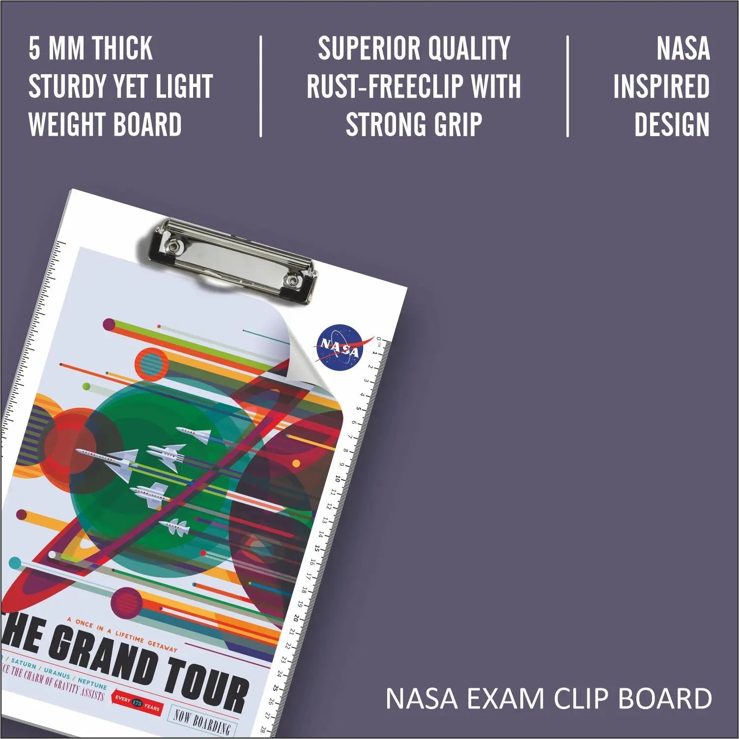 Anupam Nasa Recycled Wood Clipboard with Low Profile Clip Standard A4 Letter Size Anupam