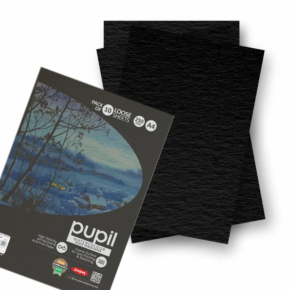 Anupam Pupil Watercolour Black Toned Loose Sheets - 250 GSM Anupam