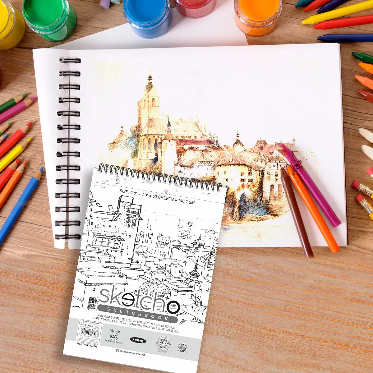 Anupam Sketcho Sketching and Drawing Sketchbook Soft Bound Cartridge Paper 140gsm Wireo Book Anupam