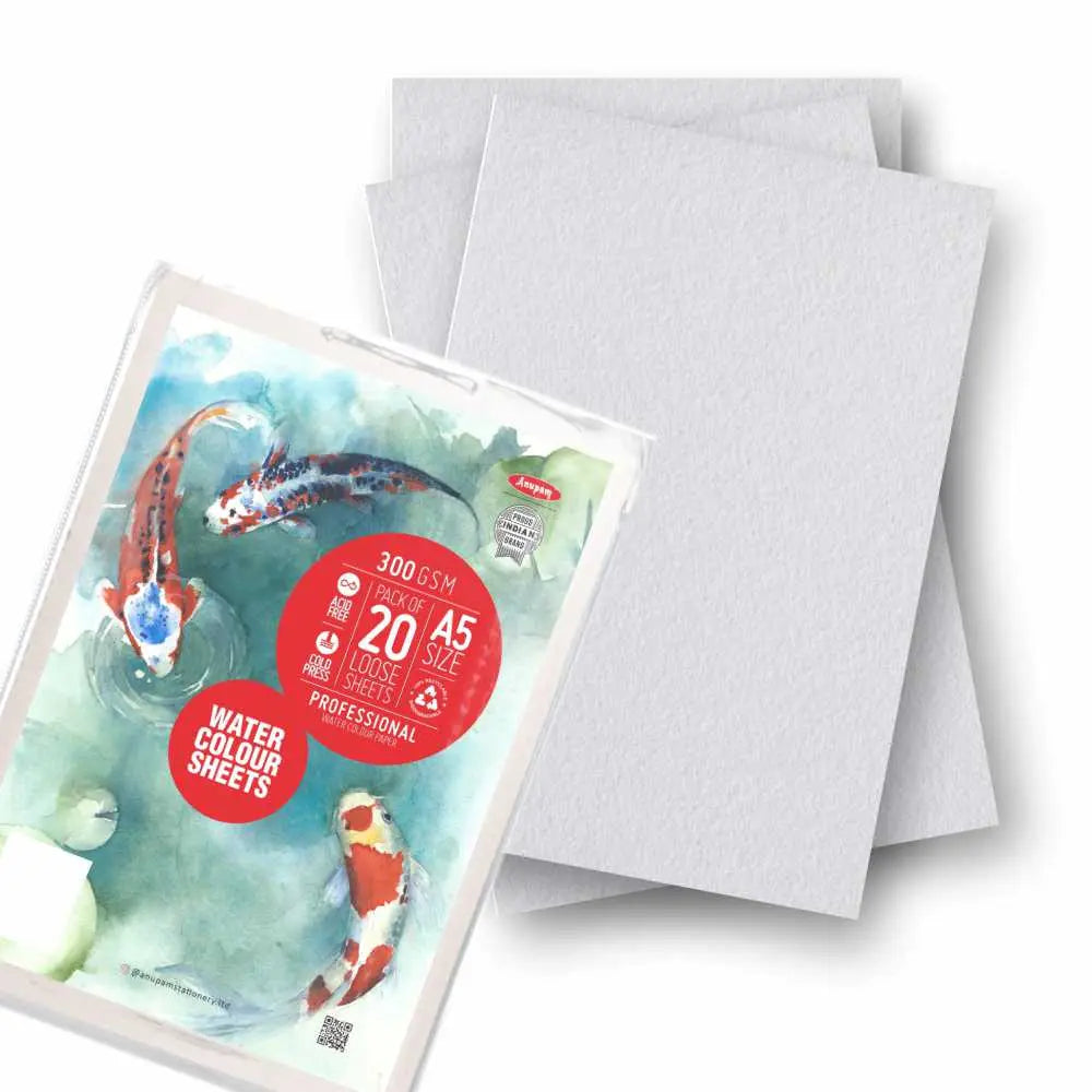 Anupam Watercolour Paper Loose Sheets 200 and 300 GSM Cold Pressed Anupam