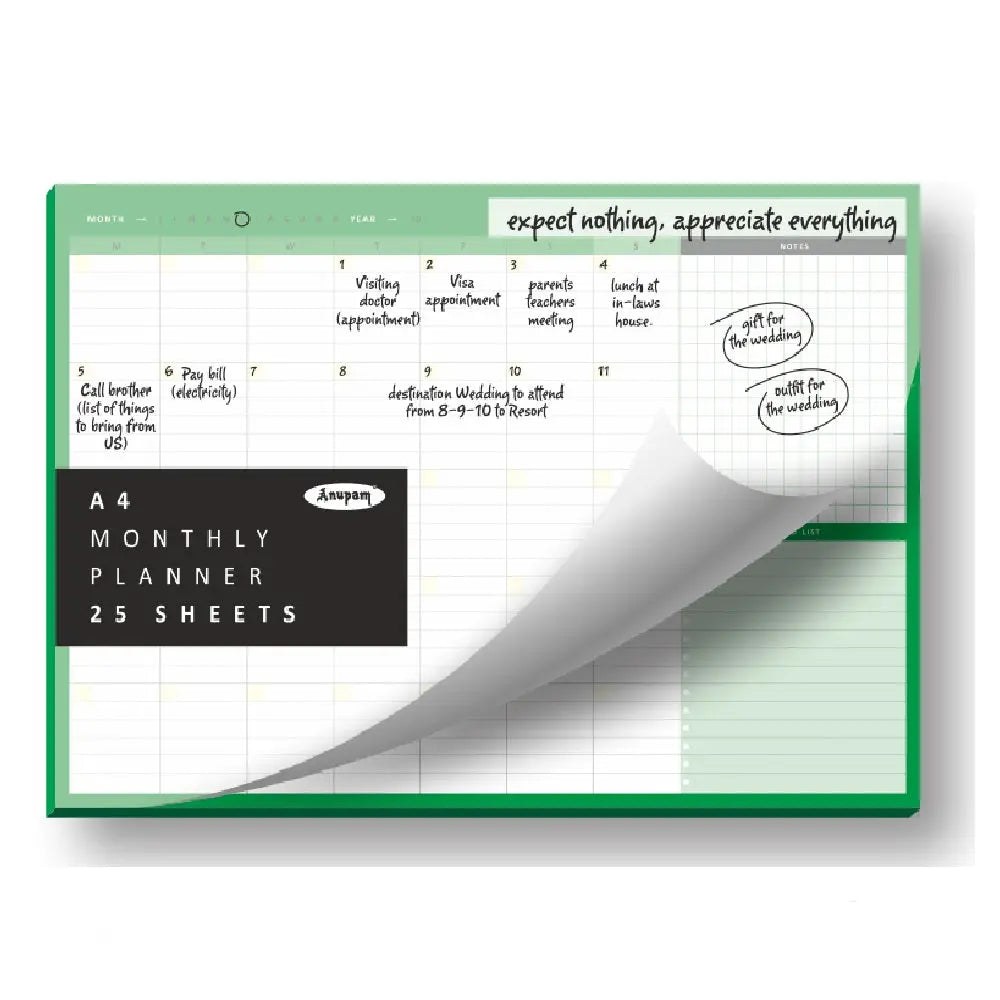 Anupma Monthly Planning Pad Desk Planner Notepad Anupam