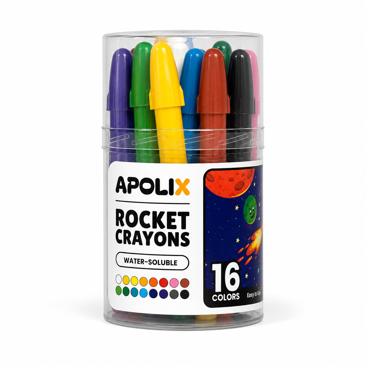 Apolix Rocket Crayons 16 Colours | Water Soluble Wax Crayons