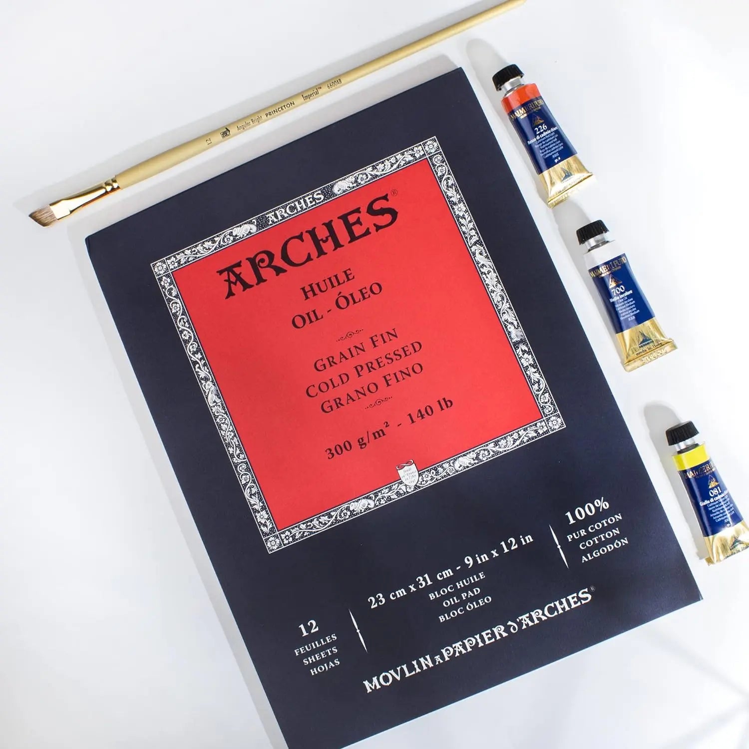 Arches Oil 300 GSM Cold Pressed White 23 x 31 cm Paper Pad, 12 Sheets arches
