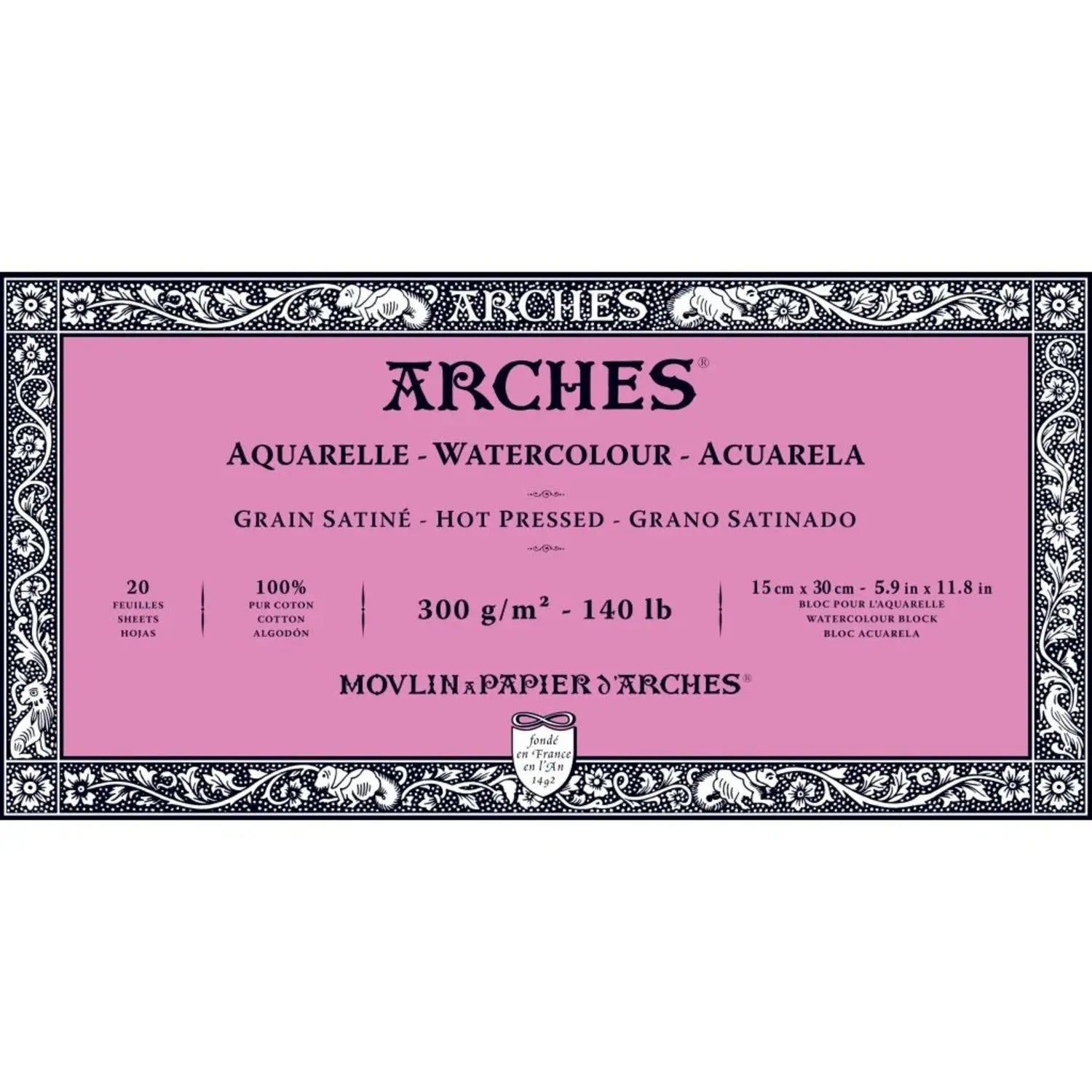 Arches Watercolour Paper Hot Pressed (15cm x 30cm) - 300Gsm Arches