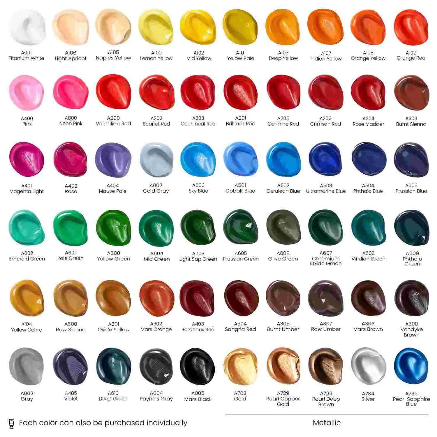 ARTEZA Acrylic Paint Set 14 Colors, 120 ml, 4.06 oz. Tubes W